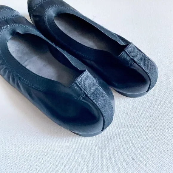 Stuart Weitzman Black Leather Elastic Ballerina Flats 7