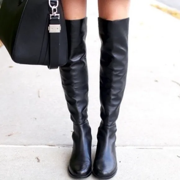 Stuart Weitzman Black Leather Knee-High Boots Size 9
