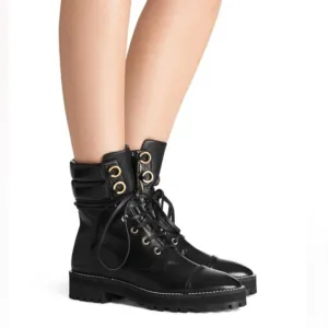 Stuart Weitzman Black Leather Lace Up Combat Boots size 6