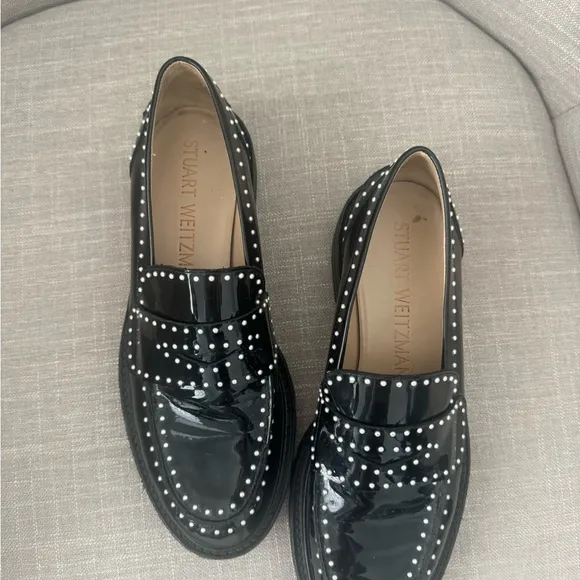 Stuart Weitzman Black Studded Flats