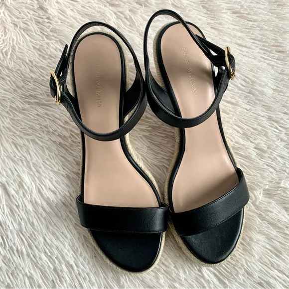 Stuart Weitzman Black Teddi Espadrille Wedges •Size 8.5