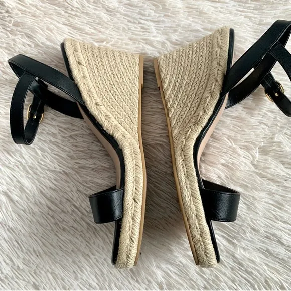 Stuart Weitzman Black Teddi Espadrille Wedges •Size 8.5