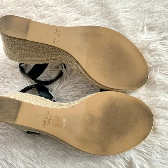 Stuart Weitzman Black Teddi Espadrille Wedges •Size 8.5