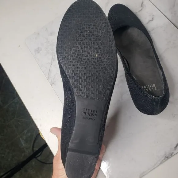 Stuart Weitzman black textured dressy career wedges shoes size 9