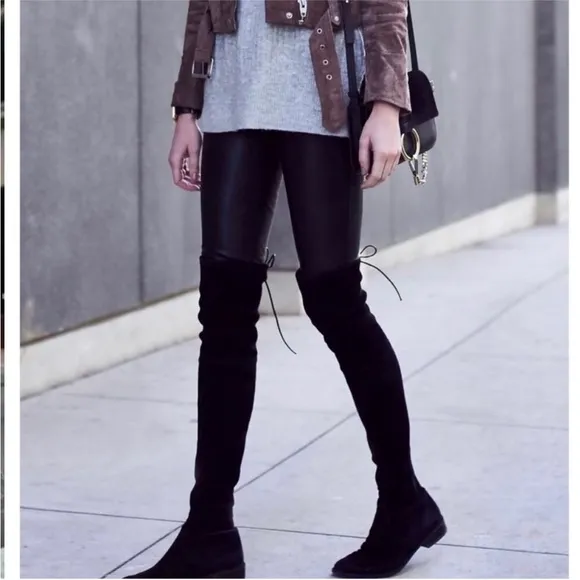 Stuart Weitzman Boots Lowland Over-The-Knee in Black Suede