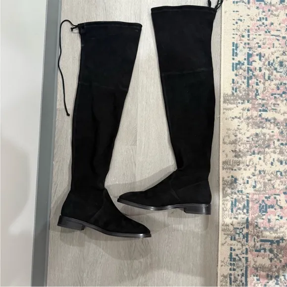 Stuart Weitzman Boots Lowland Over-The-Knee in Black Suede