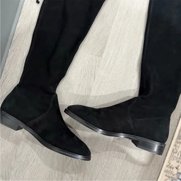 Stuart Weitzman Boots Lowland Over-The-Knee in Black Suede