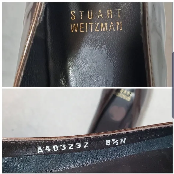 Stuart Weitzman Brown Patent Leather Jewel Flats