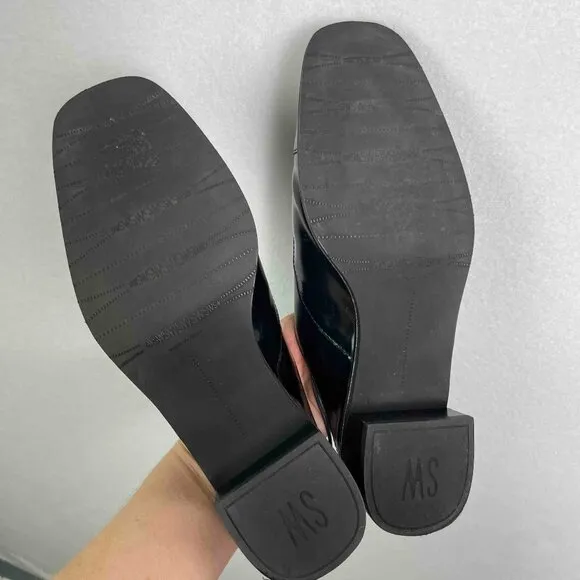 STUART WEITZMAN Designer Black Leather Womens Lace Up Oxford Mules Size 8 1/2