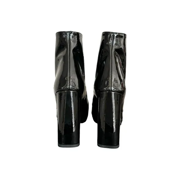 Stuart Weitzman Looksharp Black Patent Booties Pointed Toe Heeled Ankle Boots