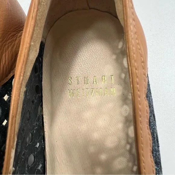 Stuart Weitzman Metallic Leather Espadrille Flats Size 7