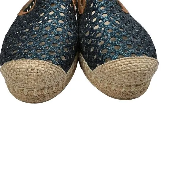 Stuart Weitzman Metallic Leather Espadrille Flats Size 7