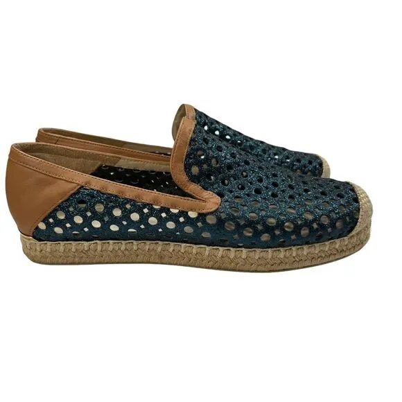 Stuart Weitzman Metallic Leather Espadrille Flats Size 7