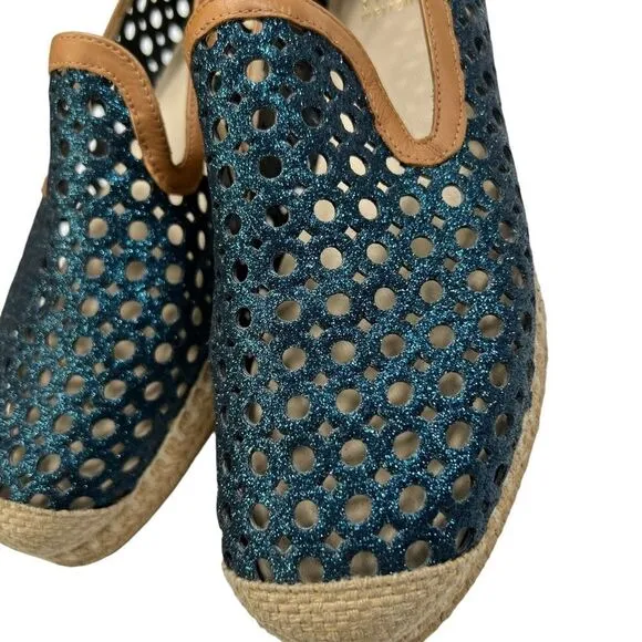Stuart Weitzman Metallic Leather Espadrille Flats Size 7