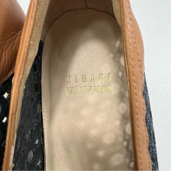 Stuart Weitzman Metallic Leather Espadrille Flats Size 7
