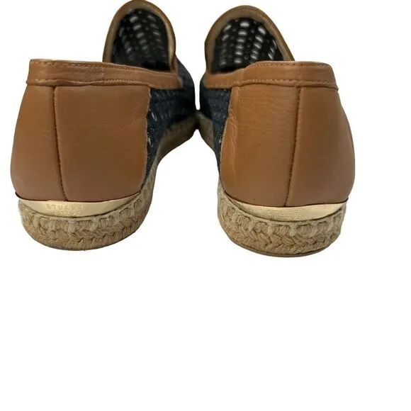 Stuart Weitzman Metallic Leather Espadrille Flats Size 7
