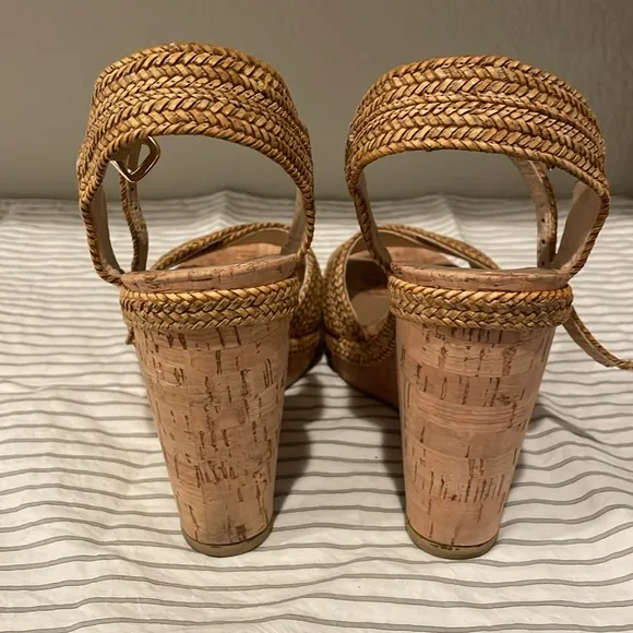Stuart Weitzman Minx Camel Lanyard Wedge