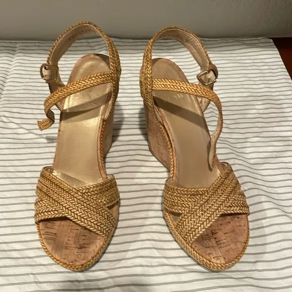 Stuart Weitzman Minx Camel Lanyard Wedge