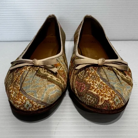 Stuart Weitzman Multicolor Floral Paisley Leather Trim Ballet Flats Size 8 1/2