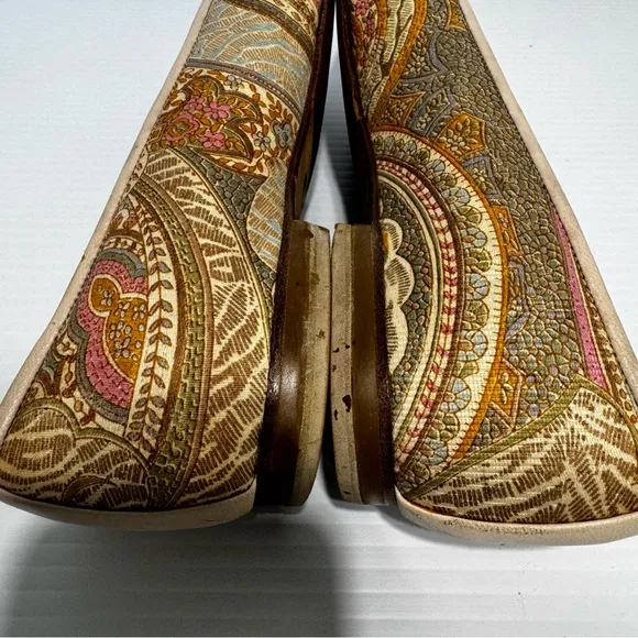 Stuart Weitzman Multicolor Floral Paisley Leather Trim Ballet Flats Size 8 1/2