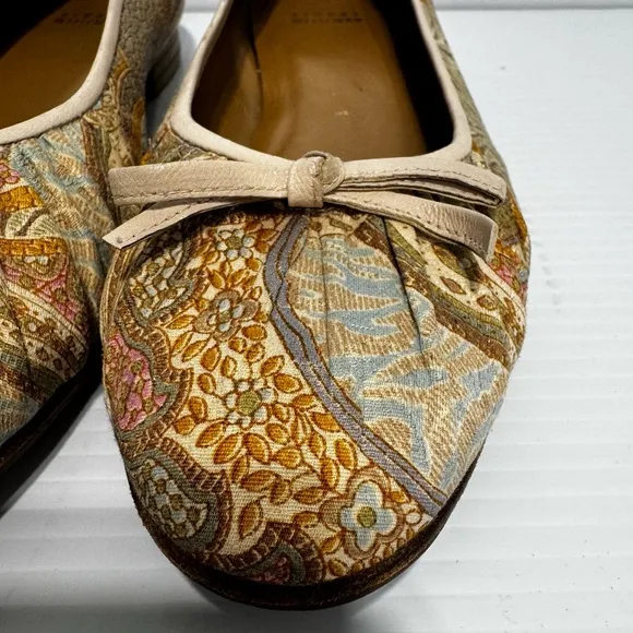 Stuart Weitzman Multicolor Floral Paisley Leather Trim Ballet Flats Size 8 1/2