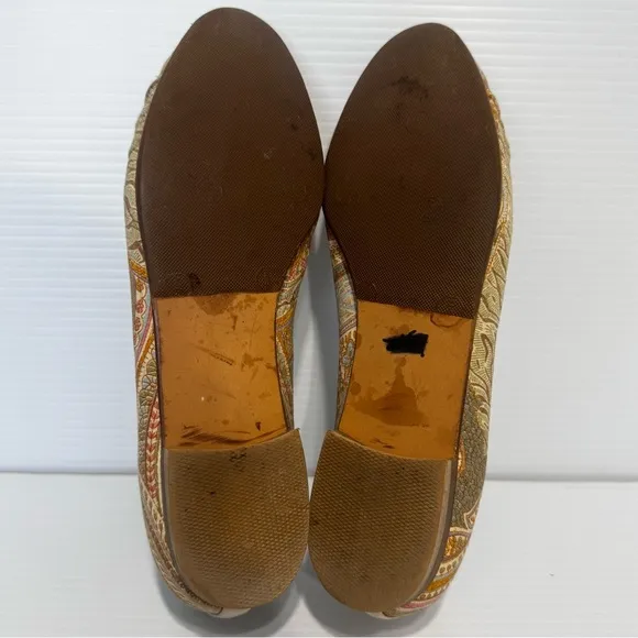 Stuart Weitzman Multicolor Floral Paisley Leather Trim Ballet Flats Size 8 1/2