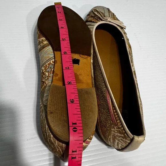 Stuart Weitzman Multicolor Floral Paisley Leather Trim Ballet Flats Size 8 1/2