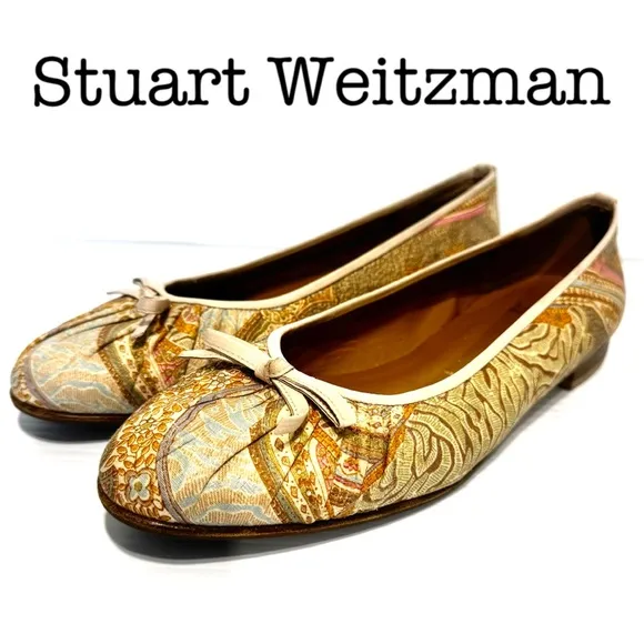 Stuart Weitzman Multicolor Floral Paisley Leather Trim Ballet Flats Size 8 1/2