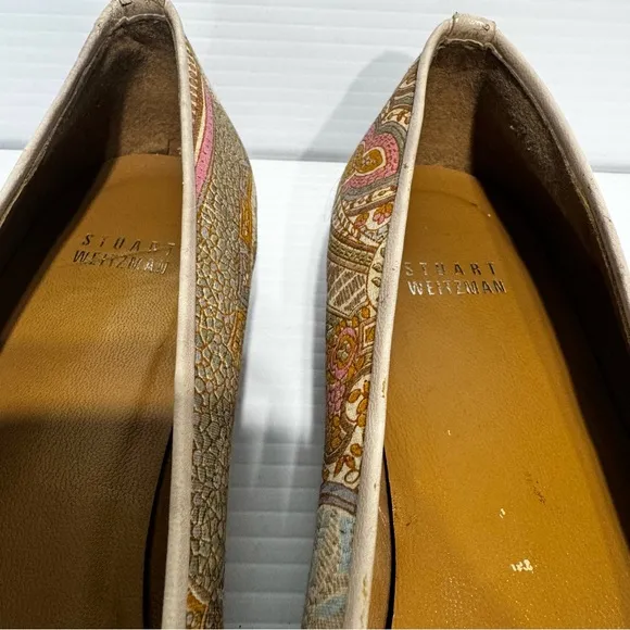 Stuart Weitzman Multicolor Floral Paisley Leather Trim Ballet Flats Size 8 1/2
