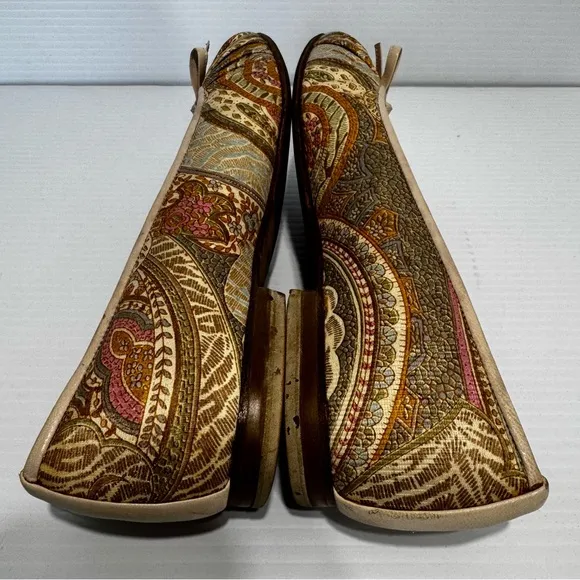 Stuart Weitzman Multicolor Floral Paisley Leather Trim Ballet Flats Size 8 1/2