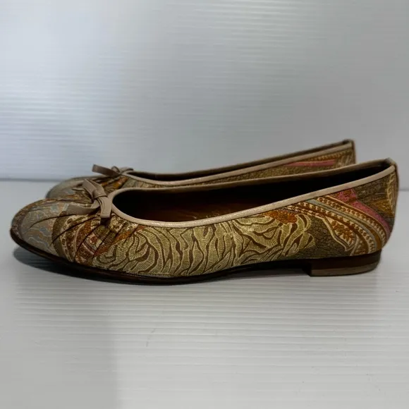 Stuart Weitzman Multicolor Floral Paisley Leather Trim Ballet Flats Size 8 1/2
