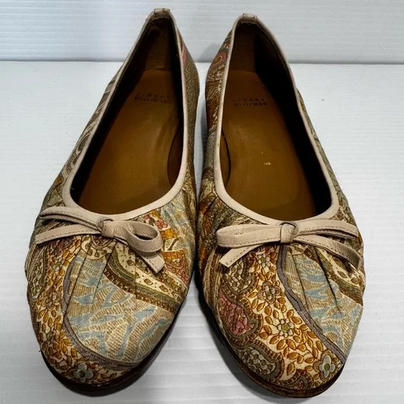 Stuart Weitzman Multicolor Floral Paisley Leather Trim Ballet Flats Size 8 1/2