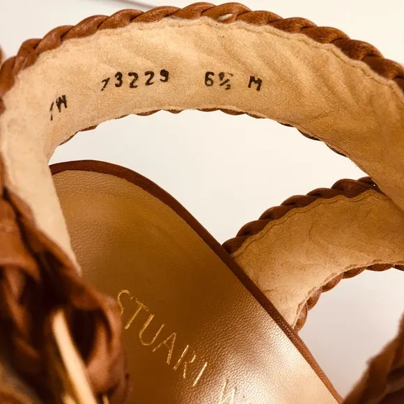 Stuart Weitzman NEW Womens Brown Elixir Braided Leather Wedge Sandal Size 6.5