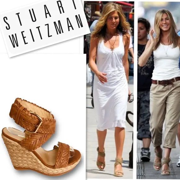 Stuart Weitzman NEW Womens Brown Elixir Braided Leather Wedge Sandal Size 6.5