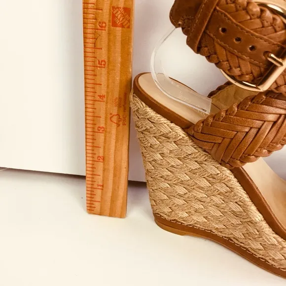 Stuart Weitzman NEW Womens Brown Elixir Braided Leather Wedge Sandal Size 6.5