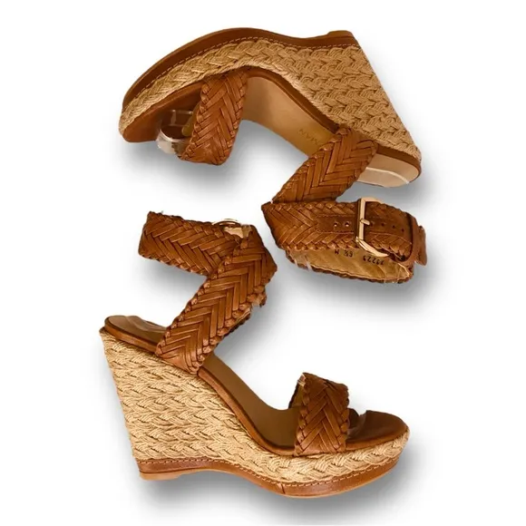 Stuart Weitzman NEW Womens Brown Elixir Braided Leather Wedge Sandal Size 6.5