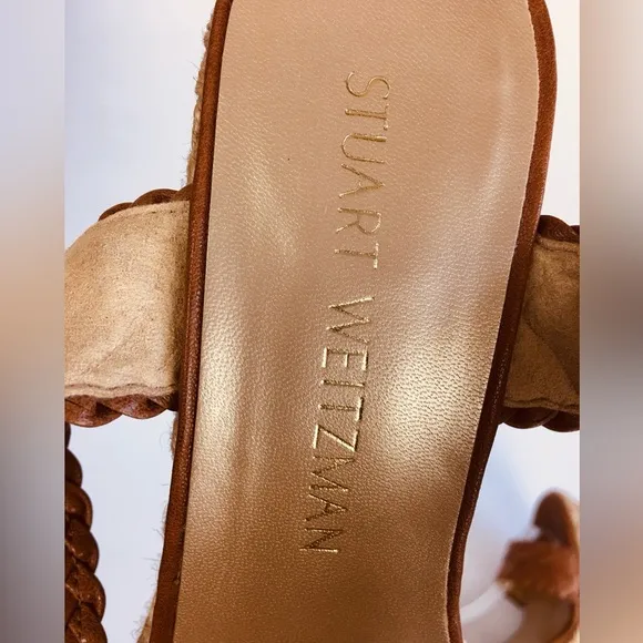 Stuart Weitzman NEW Womens Brown Elixir Braided Leather Wedge Sandal Size 6.5
