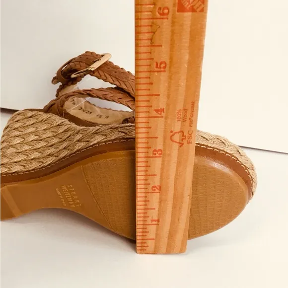 Stuart Weitzman NEW Womens Brown Elixir Braided Leather Wedge Sandal Size 6.5