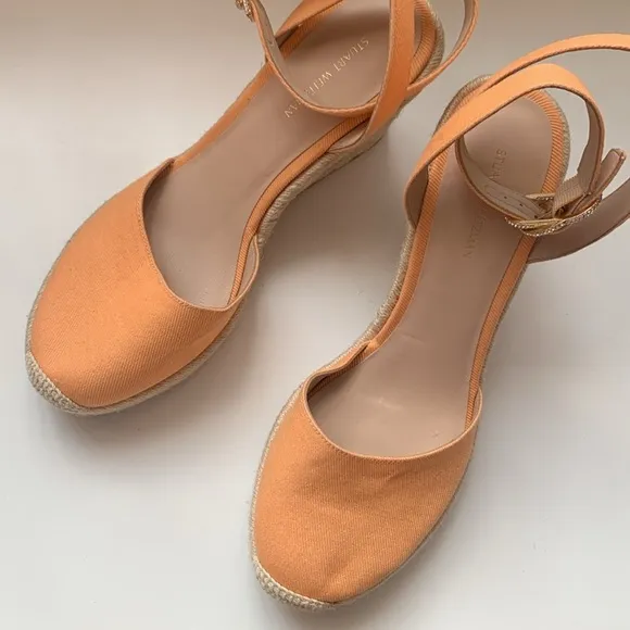 Stuart Weitzman Orange Espadrille Wedges