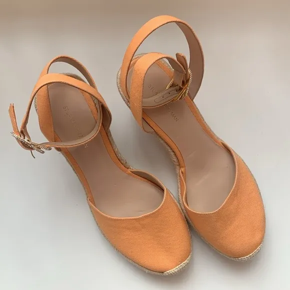 Stuart Weitzman Orange Espadrille Wedges