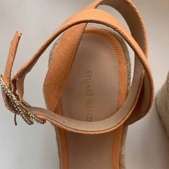 Stuart Weitzman Orange Espadrille Wedges