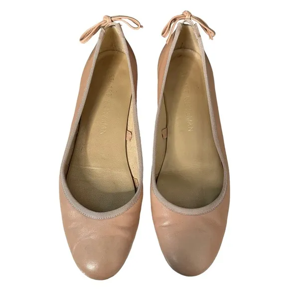 Stuart Weitzman | Pink Leather Back Bow Ballet Flats Size 6.5