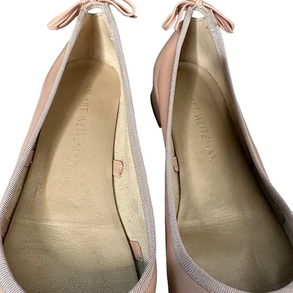 Stuart Weitzman | Pink Leather Back Bow Ballet Flats Size 6.5