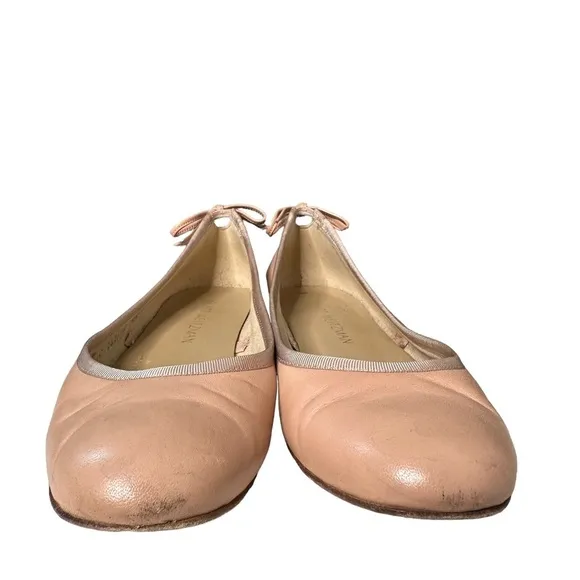 Stuart Weitzman | Pink Leather Back Bow Ballet Flats Size 6.5