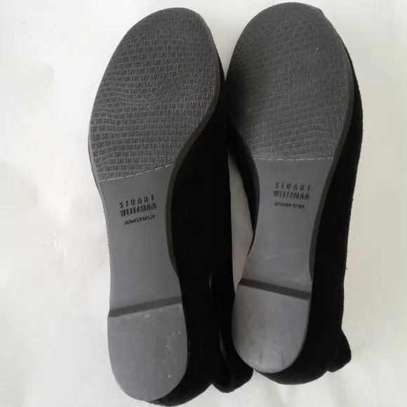 Stuart Weitzman Spando Black Nubuck Suede Strappy Slingback Wedges 7.5 M $398
