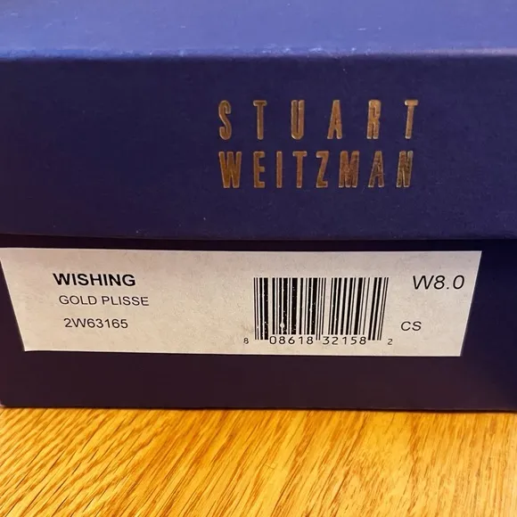 Stuart Weitzman Wishing Textured Gold Plisse Heels