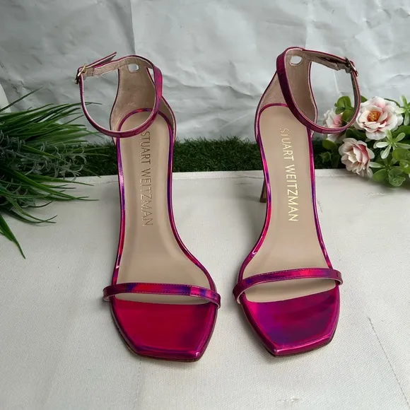STUART WEITZMAN women Nudistcurve 100mm 4” Sandals  9 NEW Color: Orchid