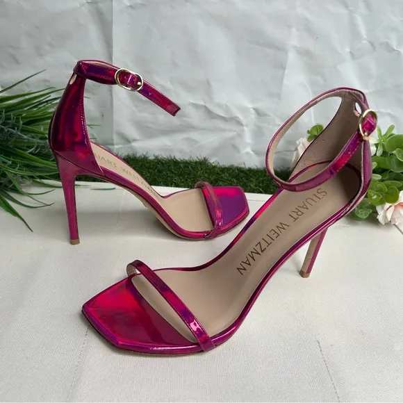 STUART WEITZMAN women Nudistcurve 100mm 4” Sandals  9 NEW Color: Orchid