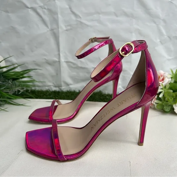 STUART WEITZMAN women Nudistcurve 100mm 4” Sandals  9 NEW Color: Orchid