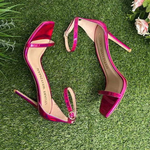 STUART WEITZMAN women Nudistcurve 100mm 4” Sandals  9 NEW Color: Orchid